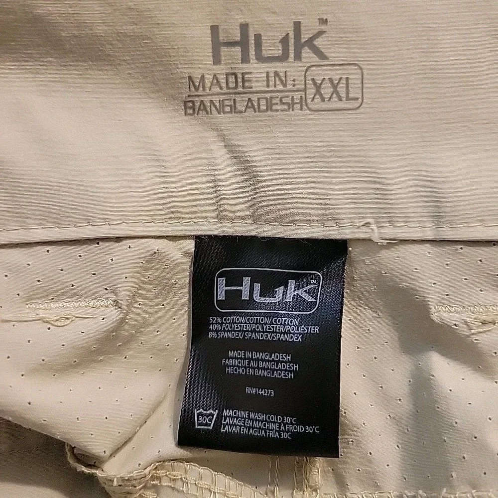 Huk‎ Next Level Shorts Mens XXL Beige Performance Fishing Stretch Outdoor NEW